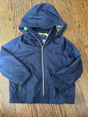 Polo by Ralph Lauren Navy Hooded Windbreaker with Red Pony